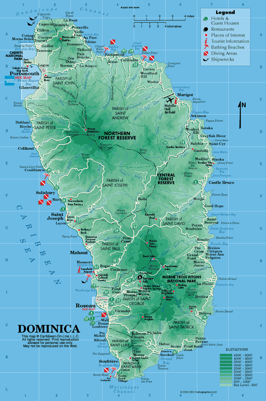 dominica physical map